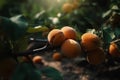 A tree laden with ripe apricots ready for harvest Royalty Free Stock Photo