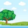 Tree and lake Illustration vector Royalty Free Stock Photo