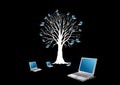 White tree sprouting laptop computers Royalty Free Stock Photo