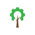 Tree with leaf gear logo design, vector graphic symbol icon illustration creative idea Royalty Free Stock Photo