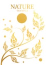 Tree and leaf gold color of thai tradition Royalty Free Stock Photo