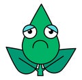 Tree leaf sad emoticon thin line icon.