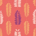 Tree leaf silhouettes seamless pattern.