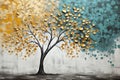 Tree Leaves Sky Background Gold Silver Shapes Twin Souls Blue Wa