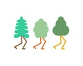 Tree with legs set cartoon style. Vector illustration Royalty Free Stock Photo