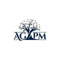 Tree with letter AGPM logo design concept flat style Royalty Free Stock Photo