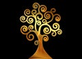 Tree of life, Tree natural logo and gold tree ecology illustration symbol icon vector design isolated on black background. Klimt Royalty Free Stock Photo