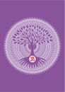 The tree of life with om, aum, ohm sign. The symbol of ecology, growth, sustainability, development. Very peri color. Royalty Free Stock Photo