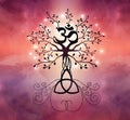 The tree of life `OM` Spiritual Symbol, Trinity Sacred Tree Royalty Free Stock Photo