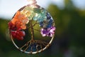 Tree of life pendant with rainbow gems