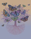 Tree of life purple butterfly version Royalty Free Stock Photo