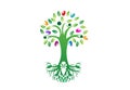 Tree of life with roots logo vector Royalty Free Stock Photo