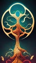 Tree of life, sacred symbol. Individuality, prosperity and growth concept. 3D illustration Royalty Free Stock Photo