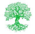 Tree of life silhouette with roots sketch illustration. Royalty Free Stock Photo