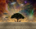 Tree of Life and Spacecrafts Royalty Free Stock Photo