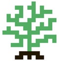 Tree of life, spiritual, sacred, ecological symbol. Stylized drawing of large square pixels. Royalty Free Stock Photo