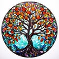 Tree of Life stained glass symbol Royalty Free Stock Photo