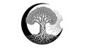 Tree of life with sun and moon Royalty Free Stock Photo