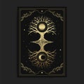 Tree of life with sun and moon ornament Royalty Free Stock Photo