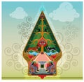 Gunungan or Tree of life symbol on puppets show Royalty Free Stock Photo