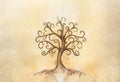 Tree of life symbol on structured background, yggdrasil.