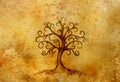 Tree of life symbol on structured background, yggdrasil. Royalty Free Stock Photo