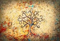 tree of life symbol on structured background, yggdrasil. Royalty Free Stock Photo