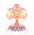 Tree of life symbol on structured ornamental background, yggdrasil. Royalty Free Stock Photo