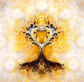 Tree of life symbol on structured ornamental background, yggdrasil Royalty Free Stock Photo