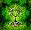 Tree of life symbol on structured ornamental background, yggdrasil Royalty Free Stock Photo