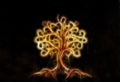 Tree of life symbol on structured ornamental background, yggdrasil. Fractal effect.