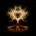 Tree of life symbol on structured ornamental background, yggdrasil. Fractal effect. Royalty Free Stock Photo