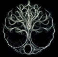 Tree of life symbol on structured ornamental background, yggdrasil. Fractal effect. Royalty Free Stock Photo