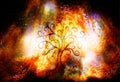 Tree of life symbol on structured and space background, yggdrasil. Royalty Free Stock Photo