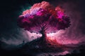 Tree of life, tree of knowledge in mesmerize colors, life metaphor, Generative Ai Royalty Free Stock Photo