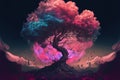 Tree of life, tree of knowledge in mesmerize colors, life metaphor, Generative Ai