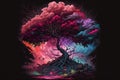 Tree of life, tree of knowledge in mesmerize colors, life metaphor, Generative Ai