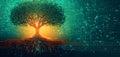 Tree of Life: Where Nature\'s Splendor Intersects with the Intricacies of Modern Technology\'s Design Royalty Free Stock Photo