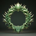 Rococo Digital Aloe Vera Wreath: Intricate Dark Green Scrolling Pattern Royalty Free Stock Photo