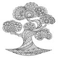 Line art desgin of beautiful tree for coloring book, colorin page, and printing on product. Vector illustration