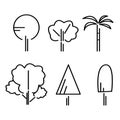 Tree line icon. Naturally beautiful symbol, wooden trunk and outline branches for map. forest, park and garden tree flat signs col