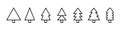 Tree line icons set. Christmas tree icons. Vector illustration isolated on background. Royalty Free Stock Photo