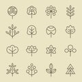 Tree linear icon set