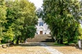 Tree lined path leading to the Santuario di Montallegro