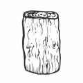 Tree log outline illustration,isolated on white background, trunk line sketch Royalty Free Stock Photo