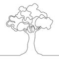 Tree logo continuous one line nature tree vector