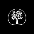 Tree Logo design isolated on dark background Royalty Free Stock Photo