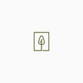 Tree Logo IconTree with rectangular shape Park Logo Icon Design Template. flat Nature, Modern Vector Illustration Royalty Free Stock Photo