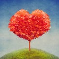 Tree of love in field, valentines day background