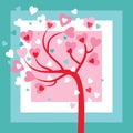 Tree of Love with hearts in blue, pink and red Royalty Free Stock Photo
